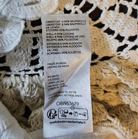 By Anthropologie Women's Pieced Crochet Sweater Tank, Unique, Delicate, Ivory, S - Picture 10 of 11